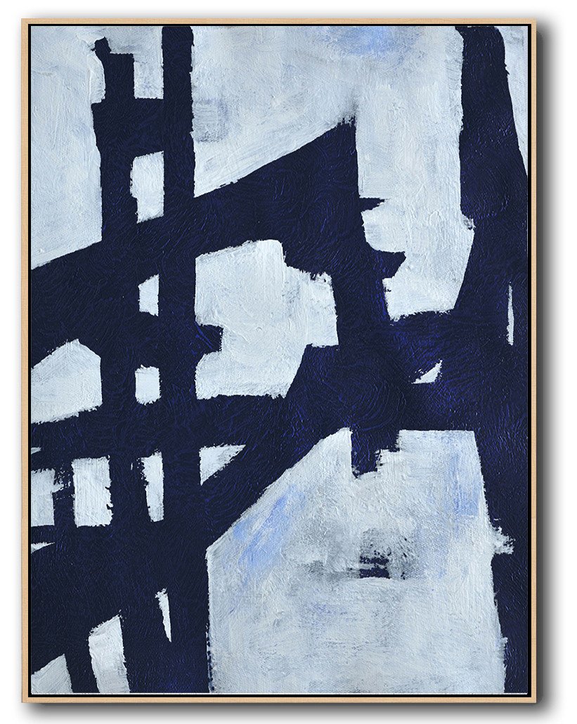 Buy Hand Painted Navy Blue Abstract Painting Online - Abstract Art Pics Huge